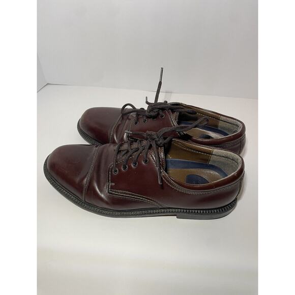 Dockers Dress Shoes Mens 10.5 M Chunky Low Work Oxford Brown Leather Lace Up - Picture 4 of 8